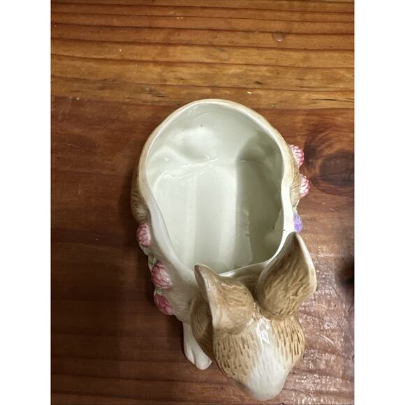 Fitz and Floyd Bunny Floral Botanical Trinket Box Candy Dish - Picture 6 of 7